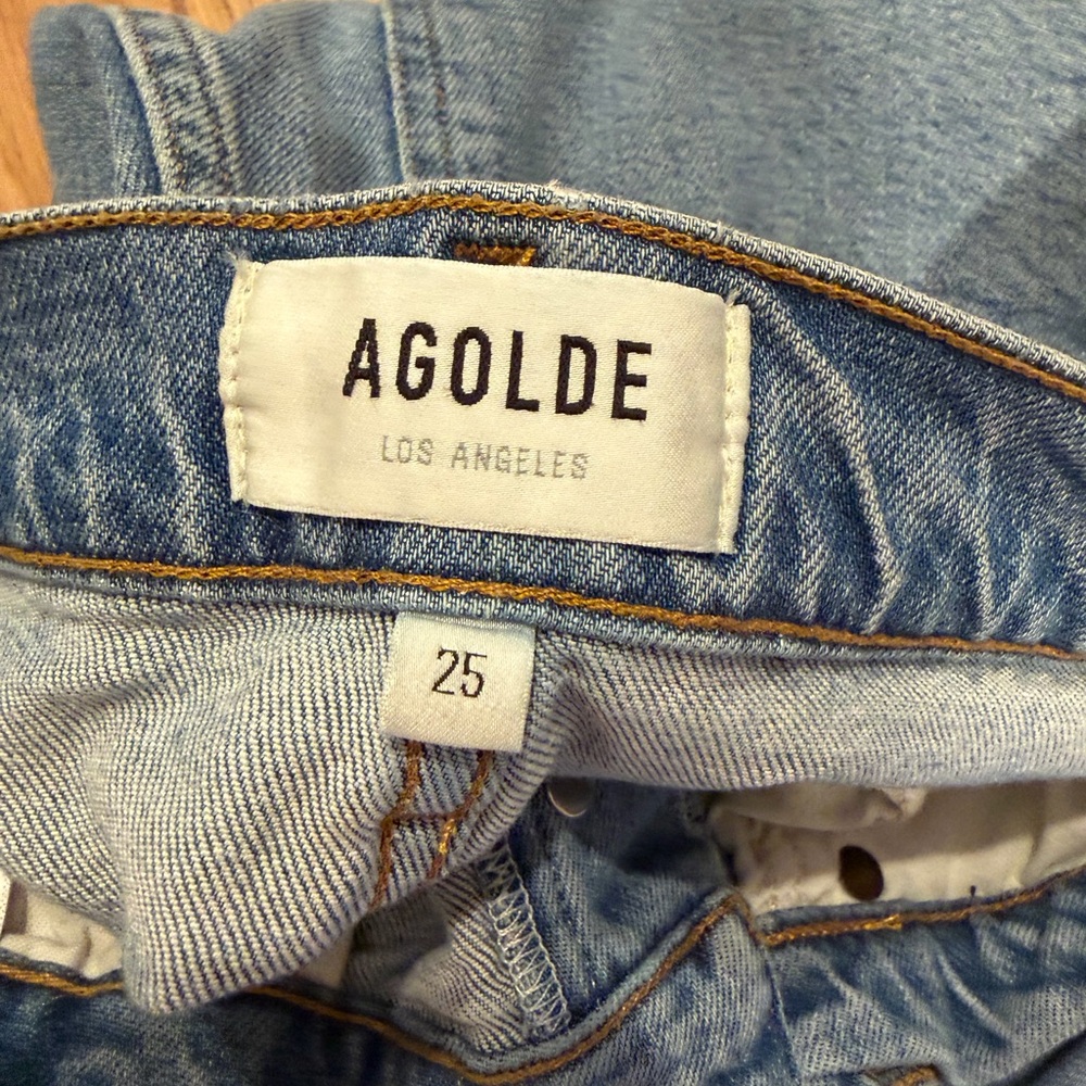 Agolde Riley Light Blue Denim Jeans - Picture 3 of 4
